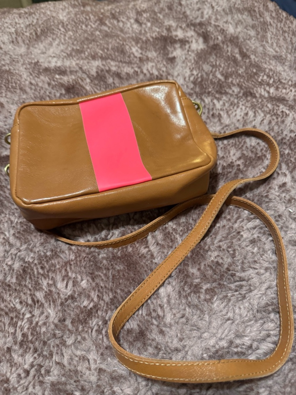 Clare V - Midi Sac in Natural Rustic w/ Neon Pink Stripe